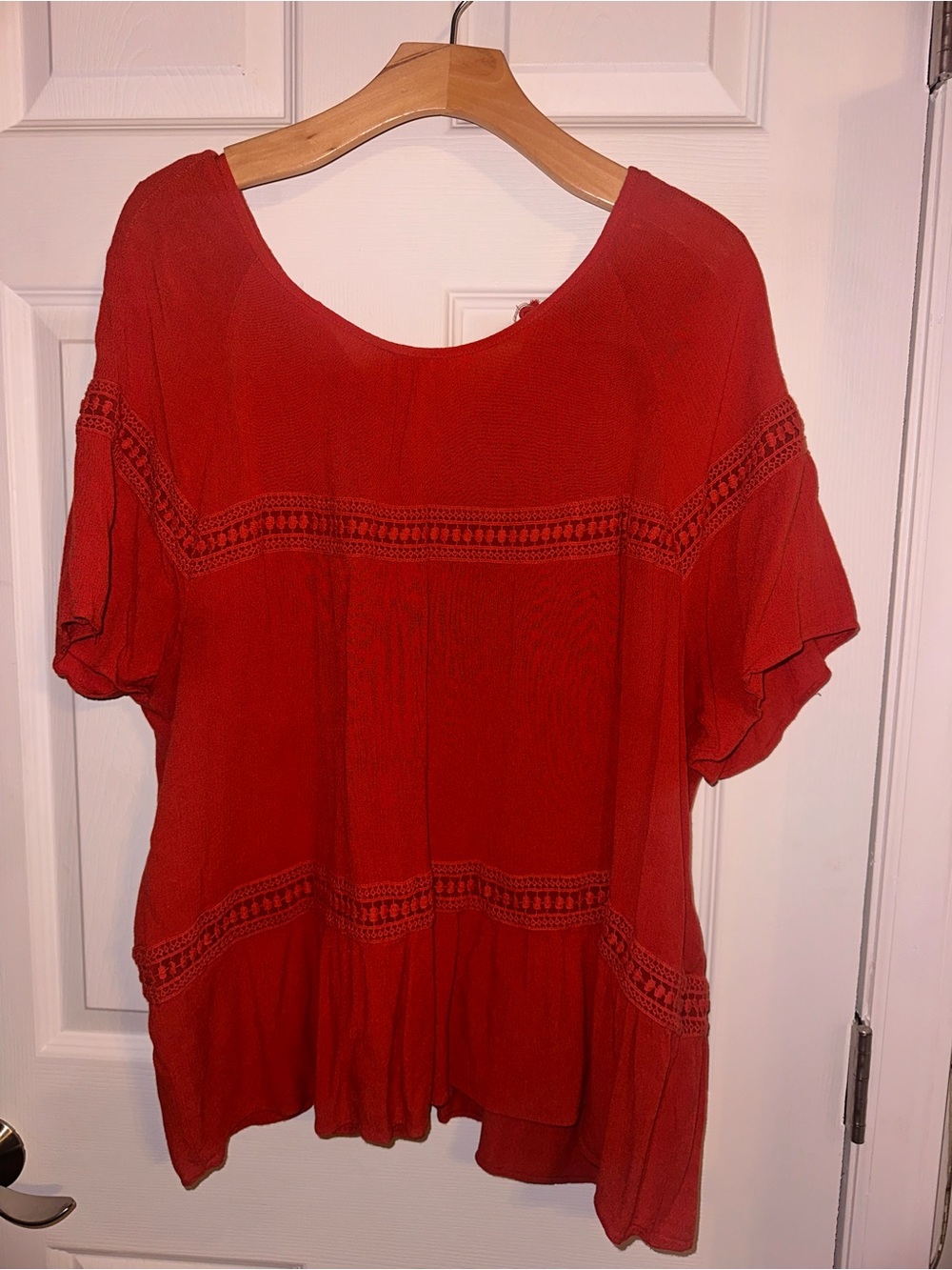 New Directions Burnt Orange Embroidered Top